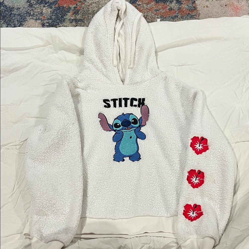 Disney Stitch White Fleece Hoodie